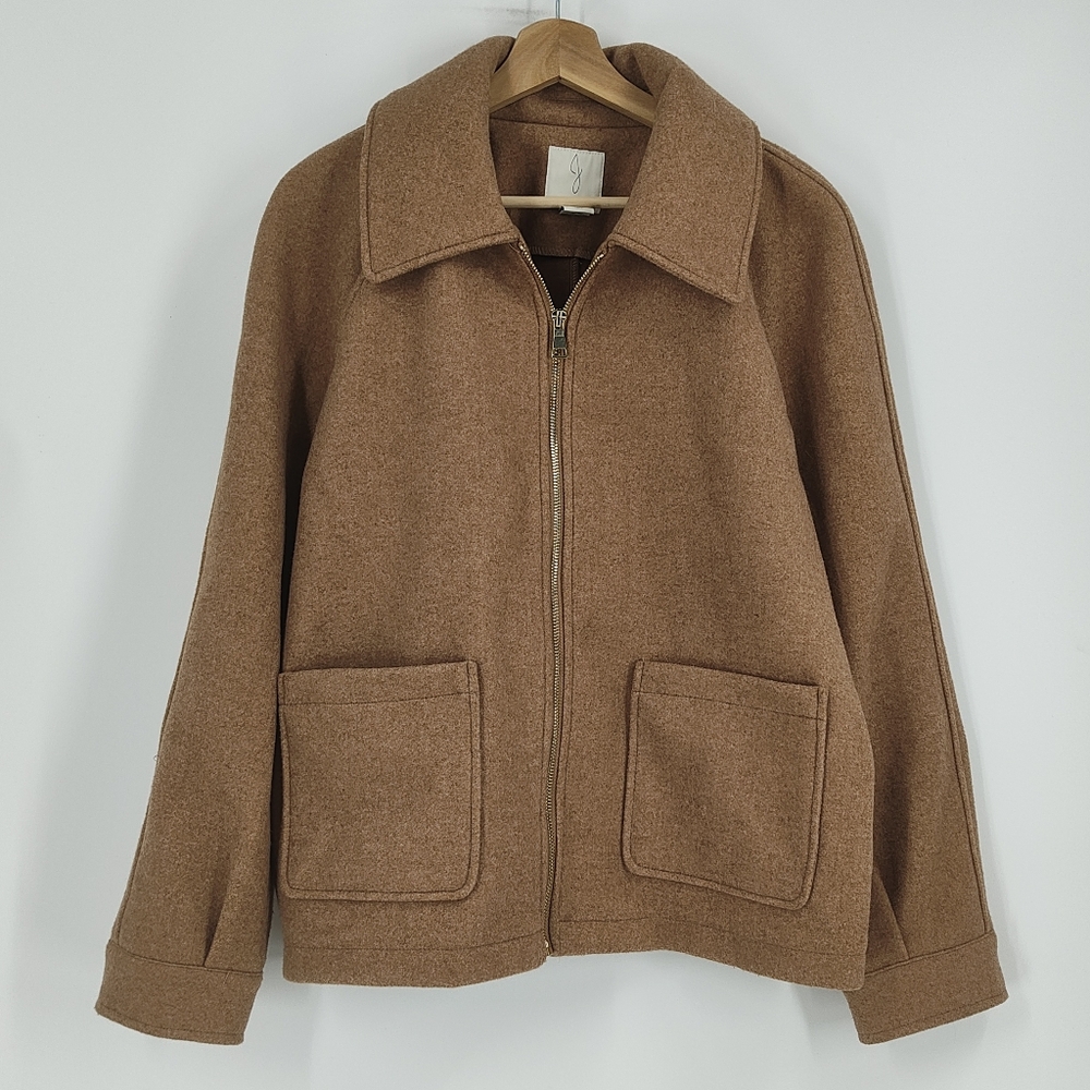 Joie Camel Brown Wool Zip Front Jacket